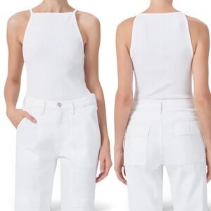 Agolde White Thick Ribbed Mina Organic Cotton - Tank Top -  Size Medium